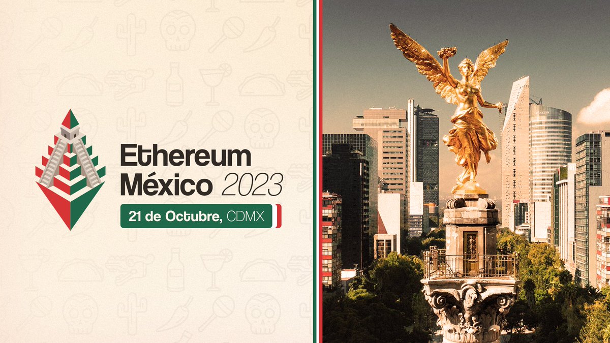 ¡La espera ha terminado... tenemos #EthMexico 2023! 🇲🇽🔷

Una celebración para la comunidad 💚🪅

🗓️ 21 de Octubre, CDMX
