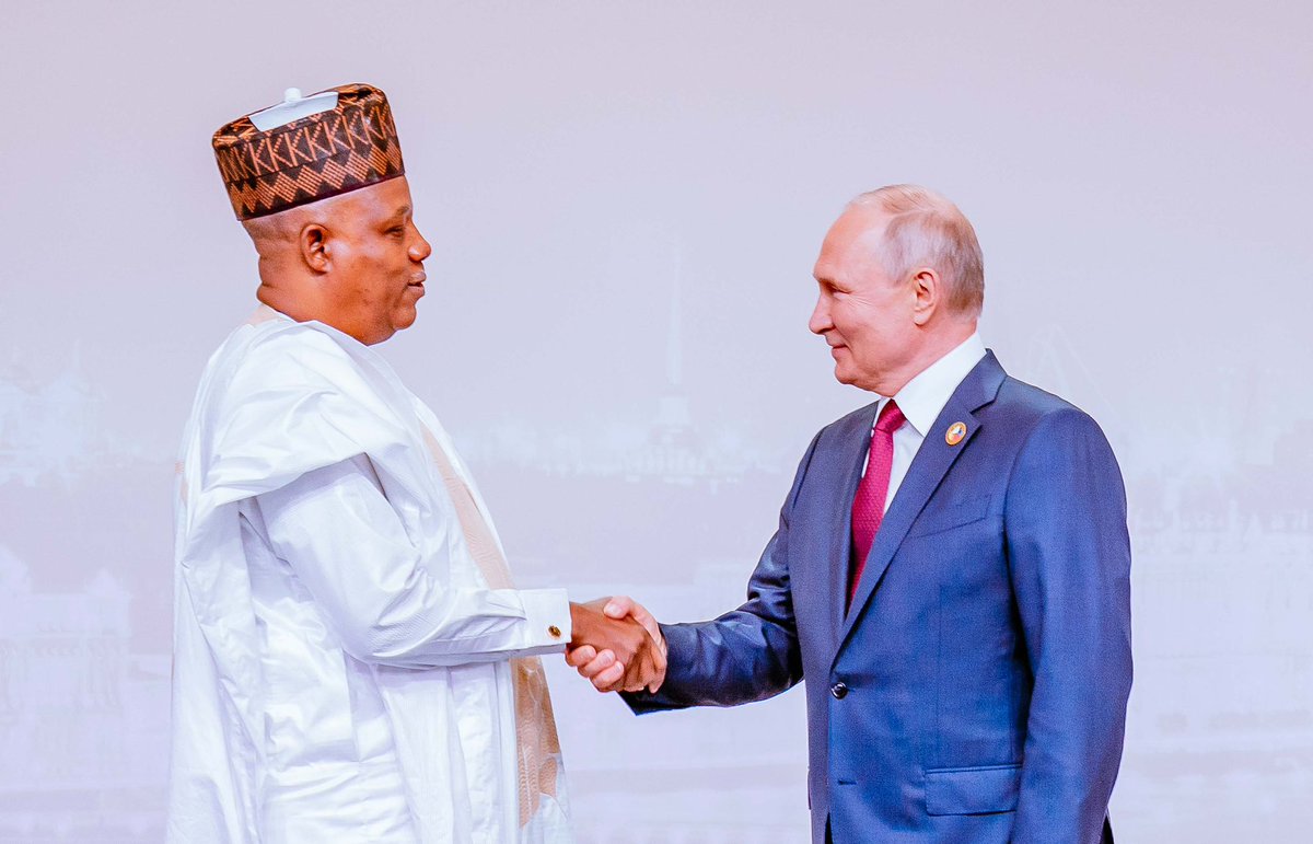 officialSKSM's tweet photo. VP @KashimSM meets Russian President Vladimir Putin at the ongoing Russia-Africa Economic and Humanitarian Forum holding in St. Petersburg, Russia. https://t.co/MiPSdI9i5H