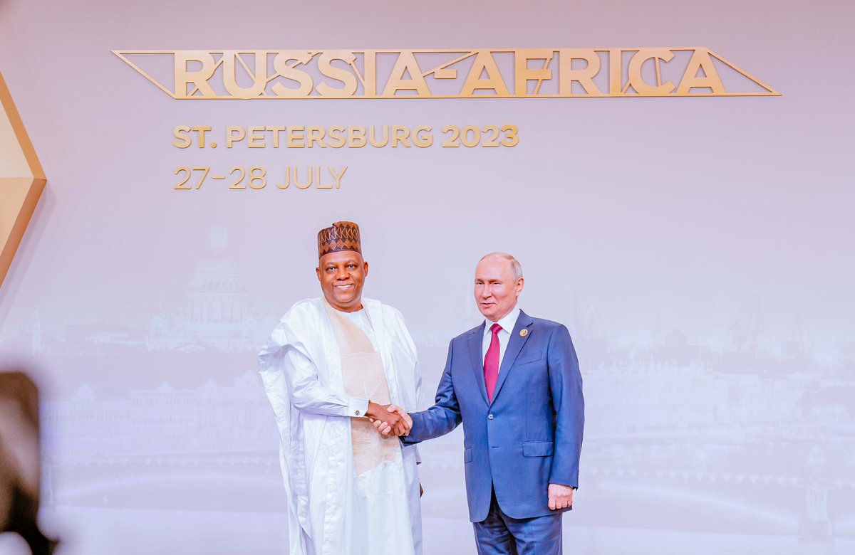 officialSKSM's tweet photo. VP @KashimSM meets Russian President Vladimir Putin at the ongoing Russia-Africa Economic and Humanitarian Forum holding in St. Petersburg, Russia. https://t.co/MiPSdI9i5H