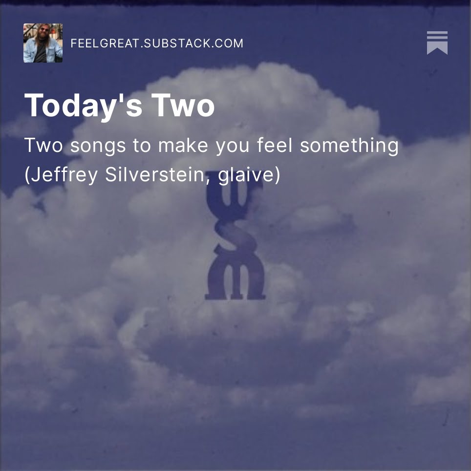 Today I wrote about songs from Jeffrey Silverstein, glaive
feelgreat.substack.com/p/todays-two-a…