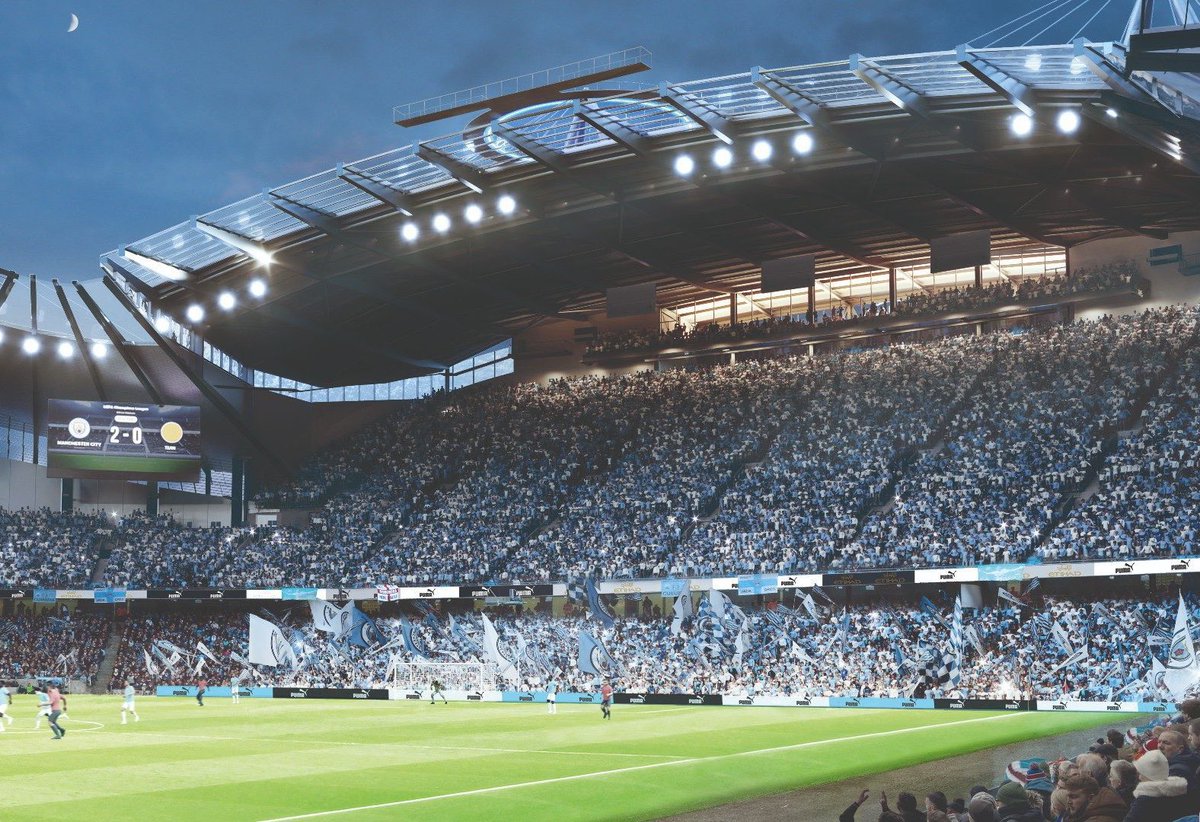 DeadlineDayLive's tweet image. 🚨 This is what Manchester City’s redeveloped Etihad Stadium is expected to look like when it is completed. 🏟️✅

(📸 @TeleFootball)