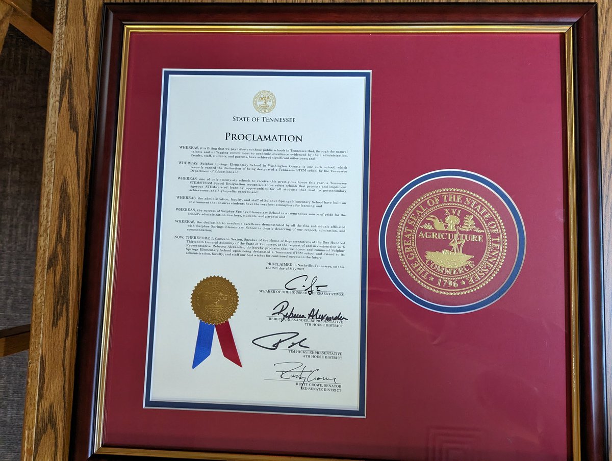 Great first faculty in-service to begin the 23-24 school year. We have wonderful champions for teachers and students with our Superintendent and State Representatives Rebecca Alexander and Timothy Hicks! Thank you for the proclamation from the general assembly!