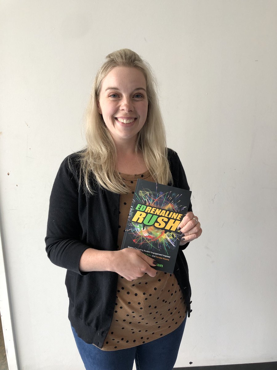 BogleKatie's tweet photo. Our #NCBOLD #EdrenalineRush session participants would like to say THANK YOU to @MeehanEDU for the signed copies of your books! It was so kind of you to donate a copy for each day of the conference. They are SO excited to start upping their engagement game! #NCDTL @ncdpiDTL https://t.co/mwhpG0QVdw