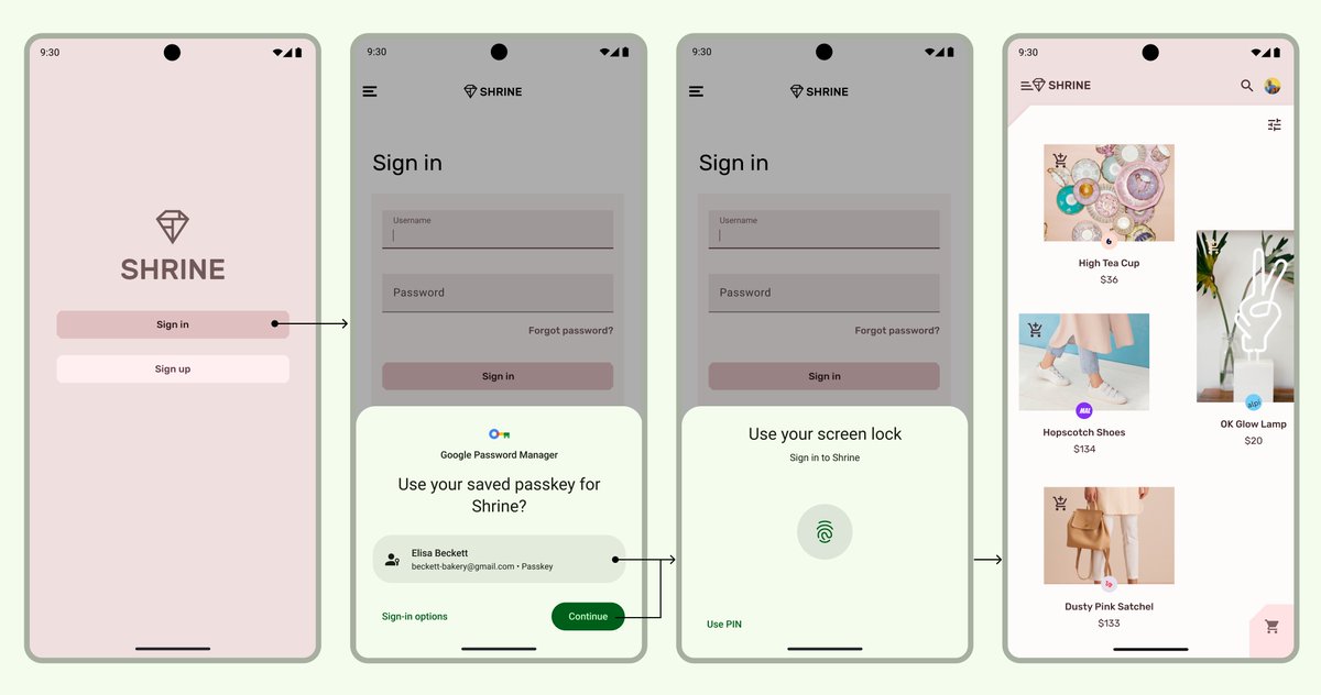 AndroidDev's tweet image. Check out the beta release of Credential Manager! → goo.gle/3Ya21MI

Users on apps using Credential Manager, a new Jetpack library that provides easy &amp;amp; secure authentication journeys with passkeys, are able to sign up 50% faster. 🔐📱