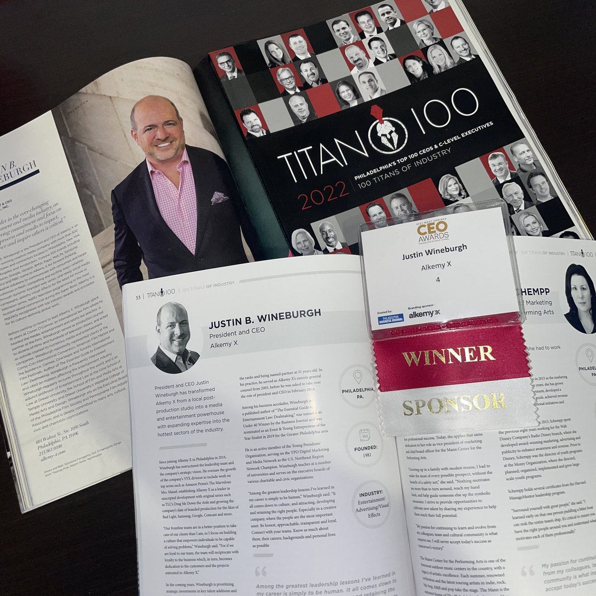 justinwineburgh's tweet photo. #TBT: Honors from @the.titan100, @phlbizjournal, and @phillystylezine! Always grateful and proud to rep @alkemyx 🔥 https://t.co/0XyG9hNOnS