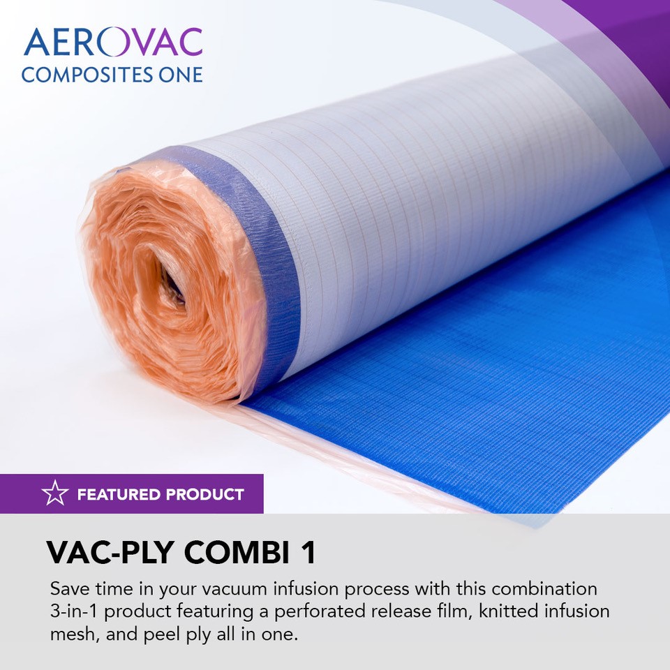 compositesone's tweet photo. Save time in your vacuum infusion process with Vac-Ply Combi 1. This combination 3-in-1 product features a perforated release film, knitted infusion mesh, & peel ply all in one. Learn more: https://t.co/4M7HHJdUt4 #aerovac #compositesone #processmaterials #vacply #vacuuminfusion https://t.co/RmXv9CQ4an