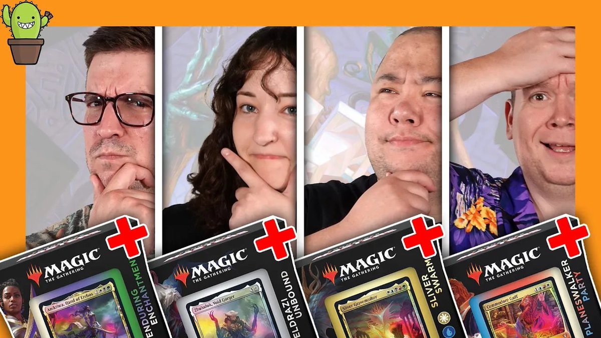thespikefeeders's tweet photo. Last week we played the #mtgcmm precons right out of the box. This week @mtg_aaron upgraded each deck using no more than $50 and 10 cards per deck!

We're slamming the newly powered-up precons against each other! Live on Youtube now! https://t.co/Ic4HNTxiMr