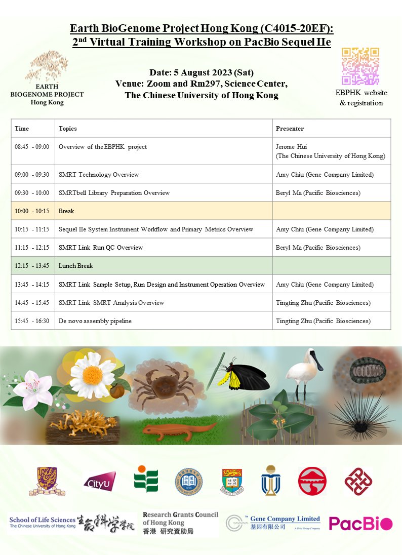 The workshop will feature the concept, operational workflow, and data analysis of PacBio sequencing technique for students and researchers who are interested in genome sequencing & assembly. Free-of-charge. Please register by 5 August 2023. @CUHKScience @CUHKGlobal @CUHKofficial