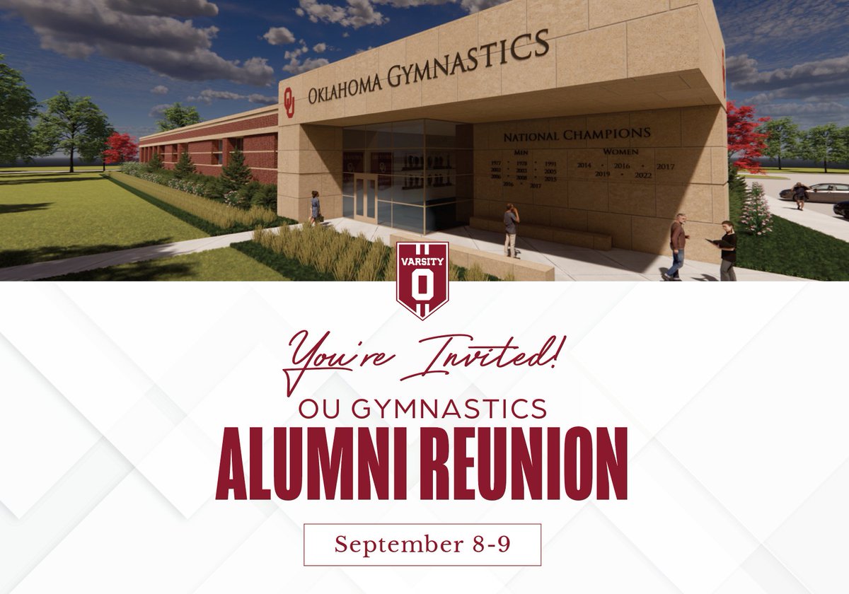 OU_WGymnastics's tweet photo. Calling all gymnastics alumni 📣 Join us for a weekend of celebration!

𝗠𝗼𝗿𝗲 𝗜𝗻𝗳𝗼:
▪️ 2014 Championship Team » https://t.co/PuCz7ci6pt

▪️ All Women's &amp; Men's Gymnastics Alumni » https://t.co/ZcNrPS1f2Y https://t.co/xW0Gs2XKVi