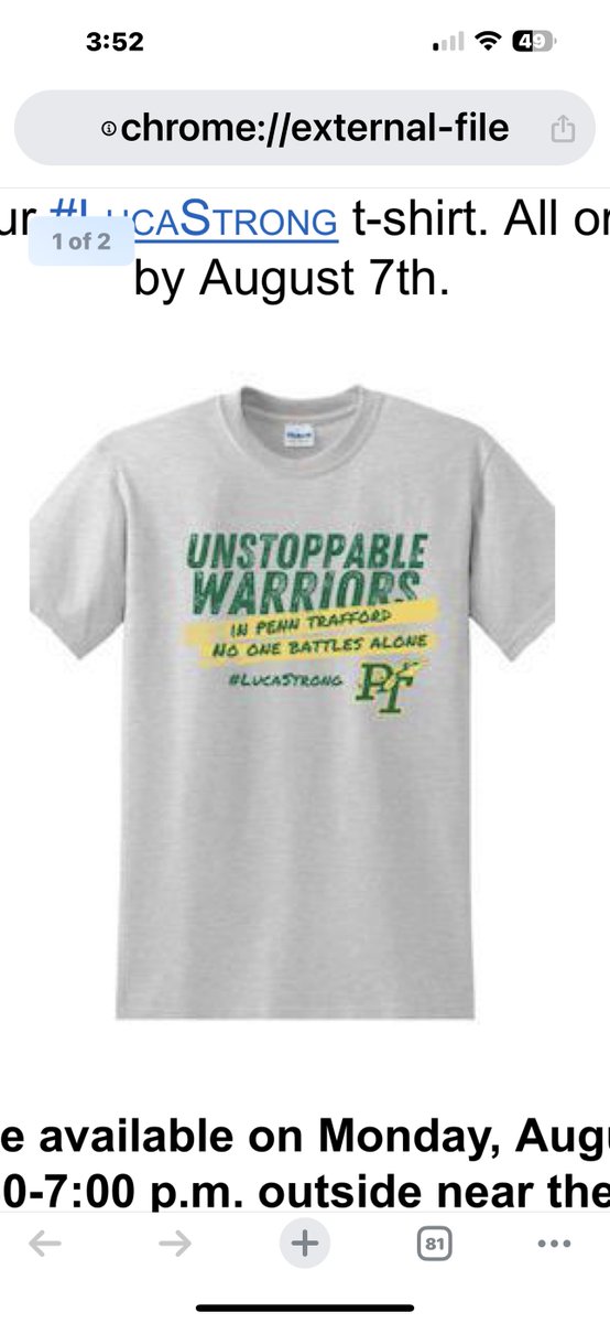 penntraffordtv's tweet photo. Penn-Trafford Families:
On June 4th, fellow Warrior nine-year-old Luca Iera, a soon-to-be 4th grader at Sunrise Elementary, was diagnosed with a cancerous brain tumor. His parents, Nick and Dana, and his younger brother Carter have been by his side ever since. Together as united unstoppable Warriors, we’re asking you to join in supporting the Iera family as they navigate through their healing journey with Luca. You can do this by purchasing a #LucaStrong t-shirt(s) and wearing them to Penn Trafford’s Youth Football Night on Friday, August 25th at Warrior Stadium. 100% of the proceeds raised will go to the Iera Family.
#LucaStrong Warrior T-shirt Fundraiser
Click here to order your #LucaStrong t-shirt or please use the attached flyer for more information and a photo of the shirt design. All orders must be placed by August 7th.
T-shirt pickup will be available on Monday, August 21st & Tuesday, August 22nd from 5:30-7:00 p.m. outside near the Municipal Football Fieldhouse. If you have questions or are unable to pick up your order please email Karen at shirtmonkeyllc@gmail.com.
Thank you in advance for your support!