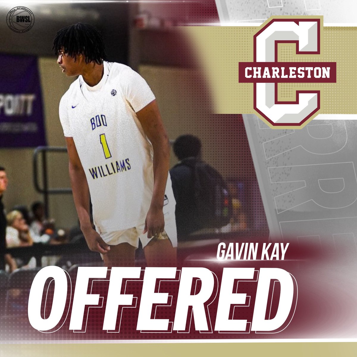 BooWilliamsAAU's tweet photo. 2026 Gavin Kay receives an offer from College of Charleston.
🗣️BwslBasketball #bwslmade #EYBL2023 #nike #nikebasketball #provenground #bringyourgame https://t.co/bH2QWc8EPG