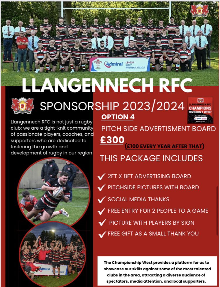 𝗣𝗶𝘁𝗰𝗵𝘀𝗶𝗱𝗲 𝗔𝗱𝘃𝗲𝗿𝘁𝗶𝘀𝗶𝗻𝗴 Opportunities available for pitchside advertising for the new season! Please DM for more info! #BoisYLlan ⚫️🔴⚪️