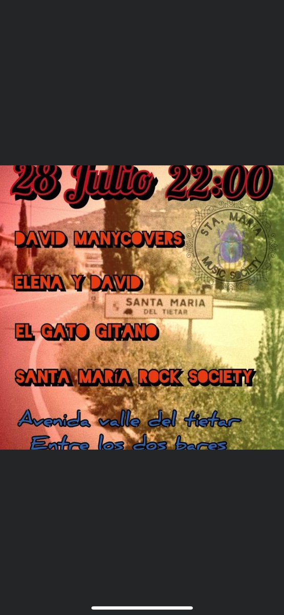 aytosantamaria's tweet photo. 🎸 Mañana 28 de Julio, a las 22:00 tendremos entre los dos bares música de parte de Santa María Rock Society. Esperamos veros a todos! https://t.co/kLk41MfC3S