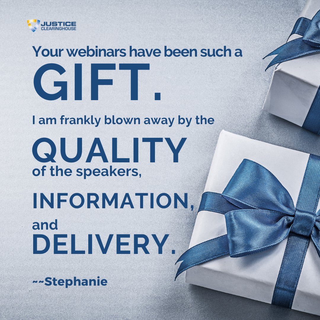JusticeChannel's tweet photo. Stephanie, you made OUR day!  YOU and those in the JCH Community are why we do what we do. 

(And, btw - we agree with you - Brenda Dietzman's webinar was off the charts awesome.) 😀 

Join us again for one of our amazing webinars: https://t.co/BTKnCepZBF
#criminaljustice https://t.co/ch8EII2RxM