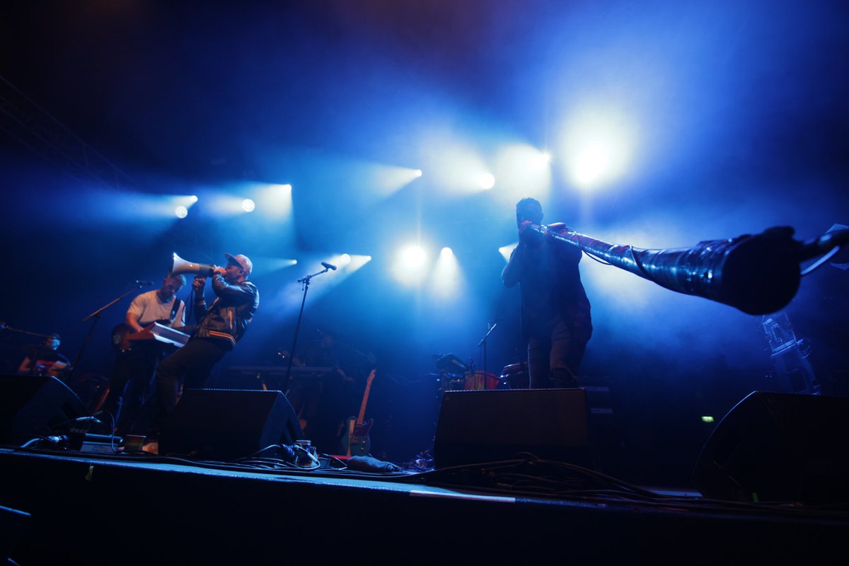GalwayIntArts's tweet photo. The final run of Heineken Big Top gigs has gotten off to a supreme start with @HermitageGreen &amp; their many instruments 📢🥁🎤🎸

We are so excited to finally welcome @KaiserChiefs to the stage soon after 3 years of waiting! 🤟 

📸 Emilija Jefremova
@Heineken_IE @roisindubhpub https://t.co/ivZ3G4Cc4T