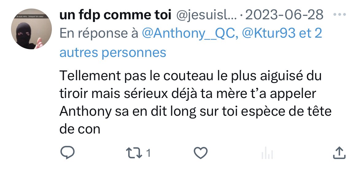 Anthony__QC's tweet photo. @jesuislefdpde @trop2moi @Grocrane @CLASHBAR4 @noxilalila @le8tiktok @diarrathei @lemoine_angel @Bansimba9 @vanessakamel @SOFT_LEAK_ @Lelouchkilouch Et tu dit « t’interagît avec les autre » mais part contre toi tu ma manqué de respect pour aucune raison https://t.co/nhgOtB3U6V
