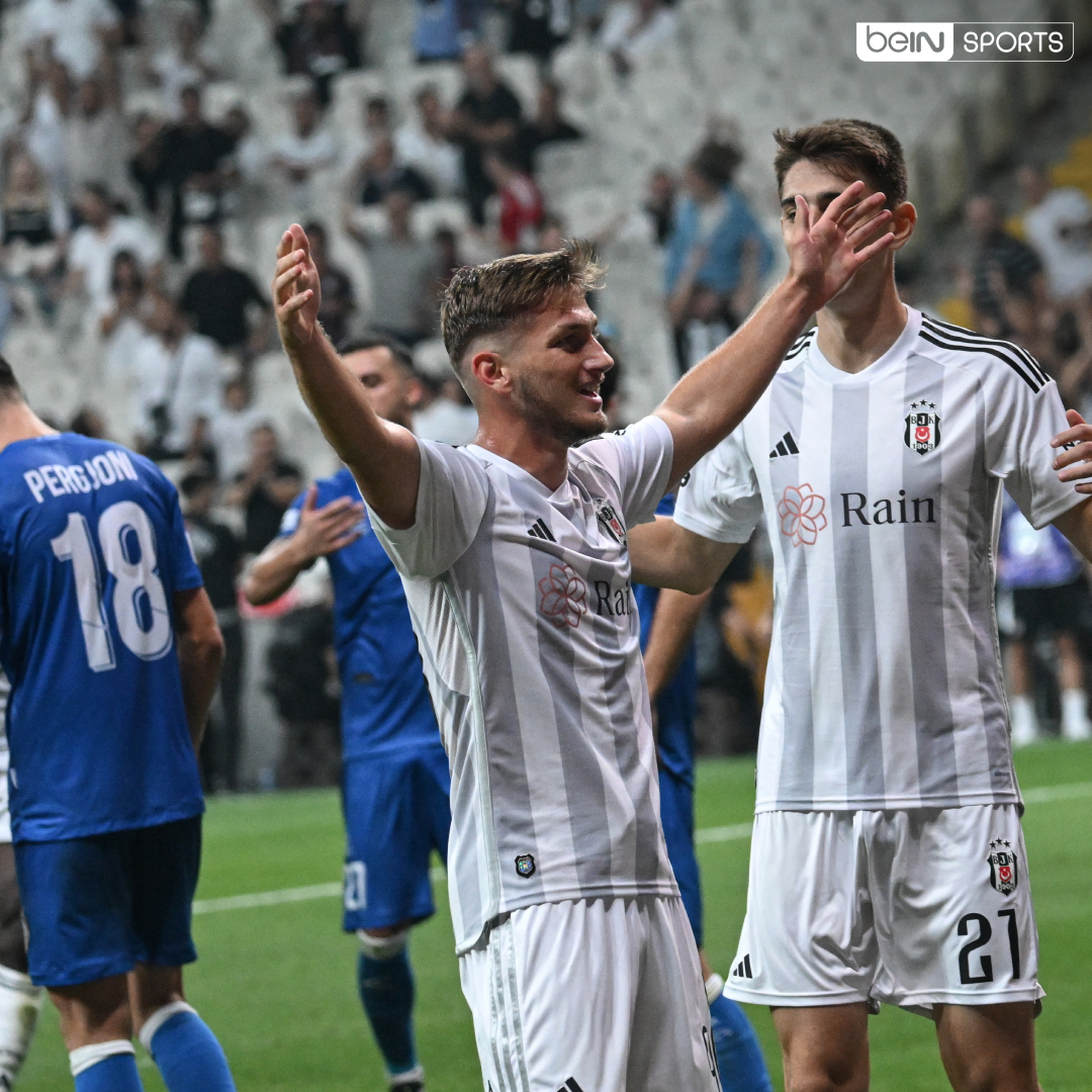 beINSPORTS_TR's tweet photo. ⚫⚪ Beşiktaş'ın 2005 doğumlu futbolcusu Semih Kılıçsoy'un gol sevinci! #UECL https://t.co/L1s9sA10pi