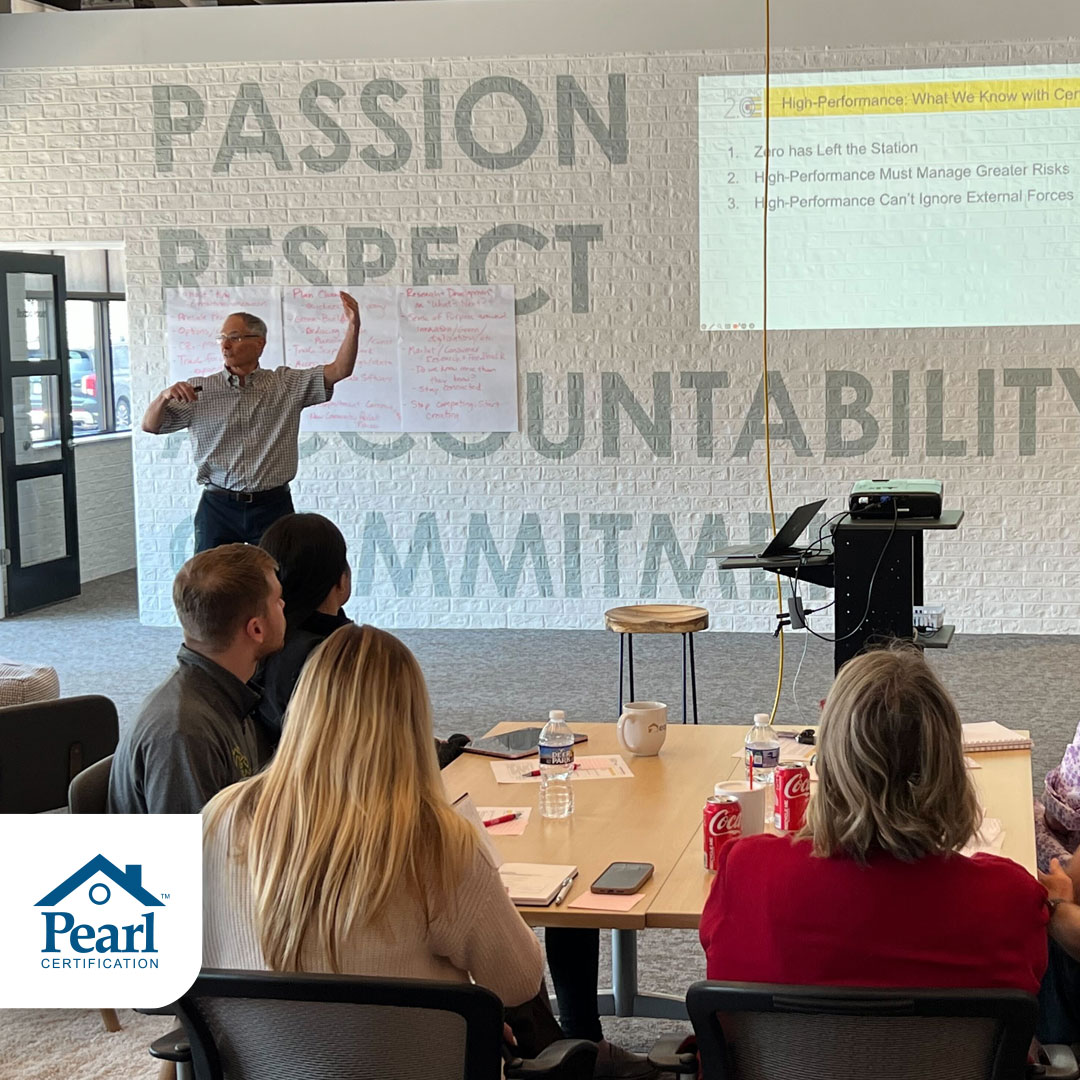 Pearl's New Construction Division is busy collaborating at an innovation planning event. Here, Sam Rashkin, former chief architect of housing at the U.S. Department of Energy (<a href="/ENERGY/">U.S. Department of Energy</a>), presents to the Pearl team at the <a href="/EagleofVA/">Eagle Construction</a> design center in Richmond, VA.