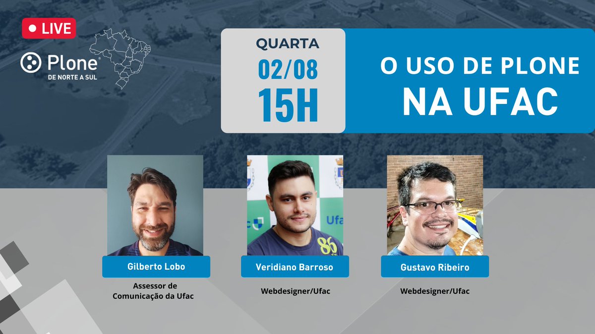 ploneorgbr's tweet photo. O uso de #Plone na Universidade Federal do Acre é o tema do próximo "Plone de Norte a Sul"
Apresentação feita por Gilberto Lobo, Veridiano Barroso e Gustavo Ribeiro.
📅: 02/08, 15h
📺: https://t.co/KpJwQChjGR
#python #cms #plonegovbr #egov
@plone https://t.co/655ebIIFJE