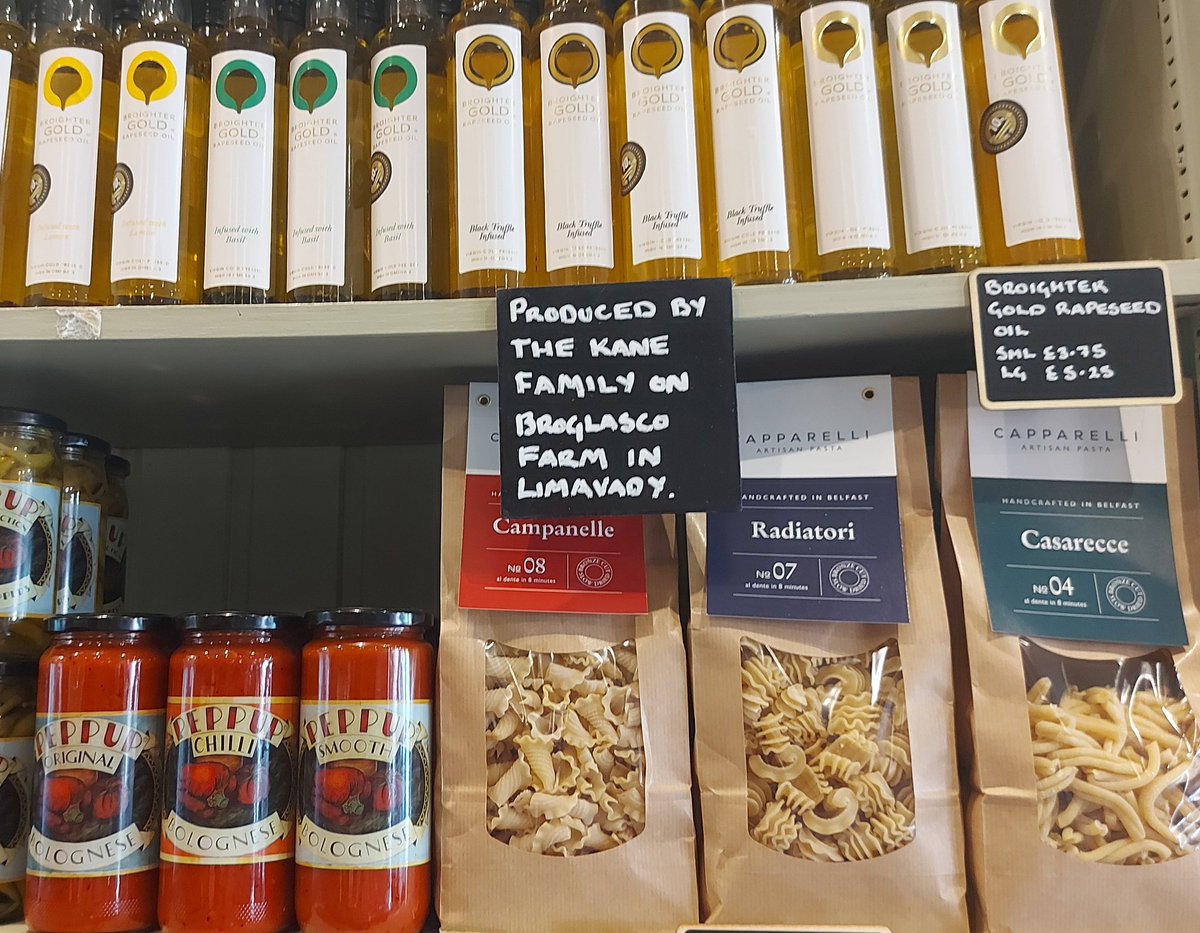 Delighted to be stocking @CapparelliCooks slow dried, bronze cut, handmade pasta in both our Portadown and Lisburn Rd delis. We are very lucky that Carlos has made his home in Belfast! Sharing shelf space with other fab local produce @PEPPUPsauce & @broightergold 💚