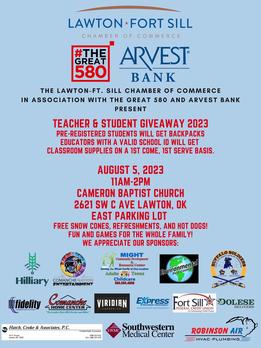 The Chamber is Still accepting school supply donations! Anything that anyone can give! 

After the drive, leftover supplies and unclaimed bags will be given away on a FIRST COME FORST SERVED basis! So please donate so we can have plenty to give away! 📚✏️