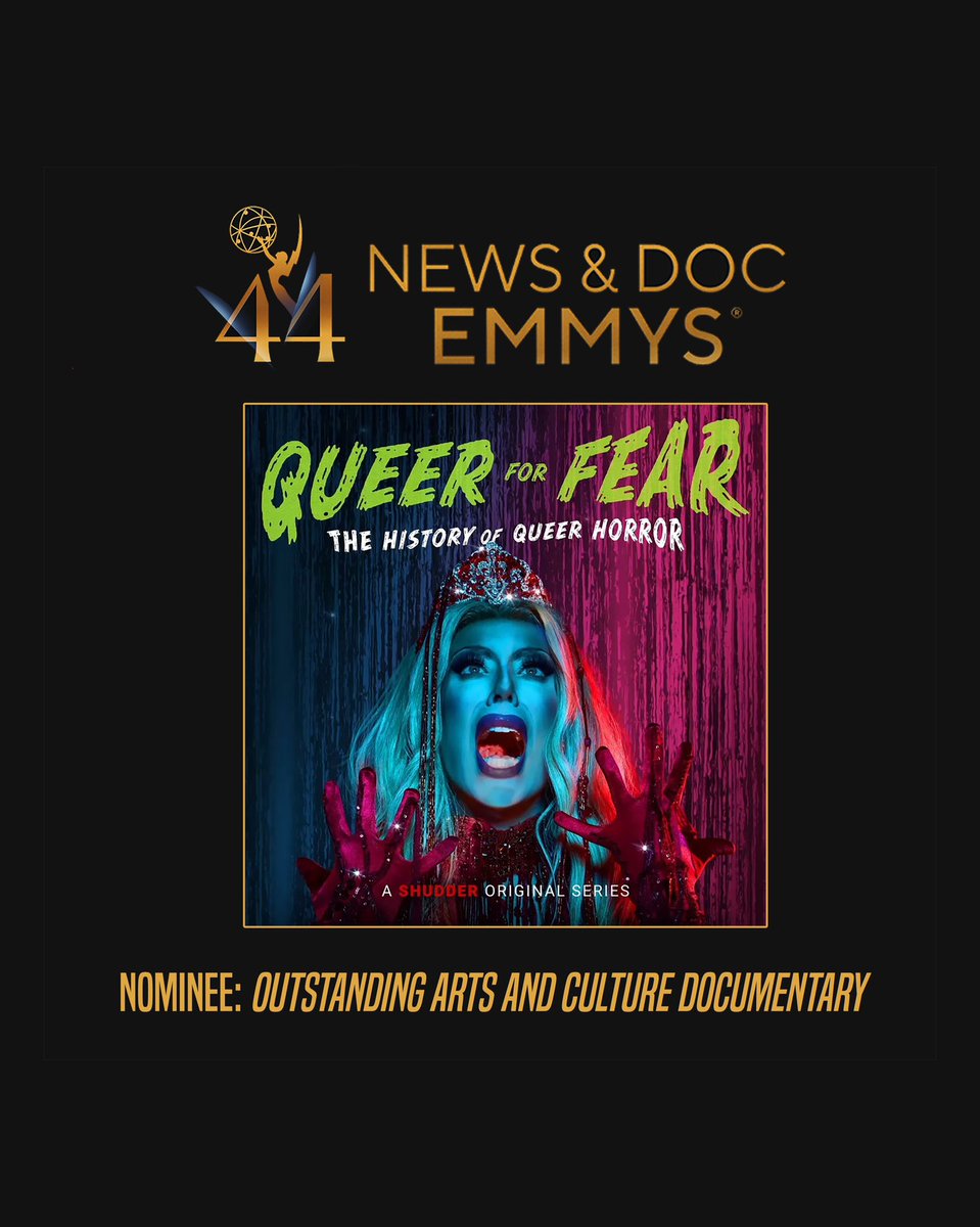 ShyBoy's tweet photo. #QueerForFear has received a News &amp; Doc Emmy® nomination for Outstanding Arts and Culture Documentary! ✨ 

Congratulations to @BryanFuller @SteakhausProd @Shudder + everyone involved! Excited that @nubar and I got to compose the music for the series 🎵 https://t.co/OLJkclwYTX