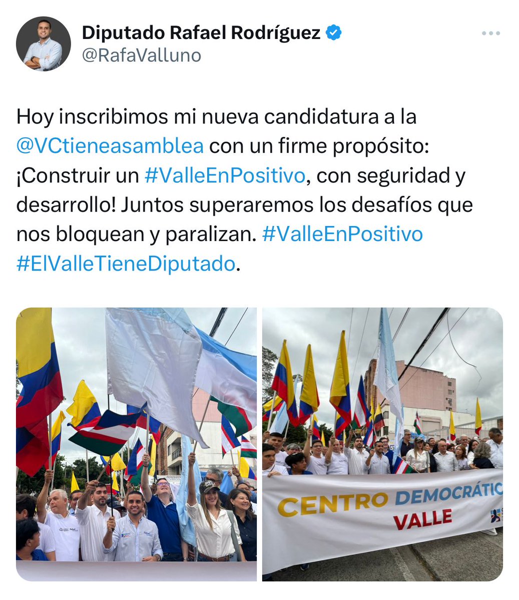 Milton Angulo (@miltonhav) on Twitter photo Felicitaciones Honorable Diputado <a href="/RafaValluno/">Diputado Rafael Rodríguez</a>, con la ayuda de Dios ganará. Bendiciones. <a href="/JuventudesValle/">Juventudes Centro Democrático Valle</a> <a href="/CDemocraticCali/">CDemocráticoCali</a> Felicitaciones Honorable Diputado <a href="/RafaValluno/">Diputado Rafael Rodríguez</a>, con la ayuda de Dios ganará. Bendiciones. <a href="/JuventudesValle/">Juventudes Centro Democrático Valle</a> <a href="/CDemocraticCali/">CDemocráticoCali</a>