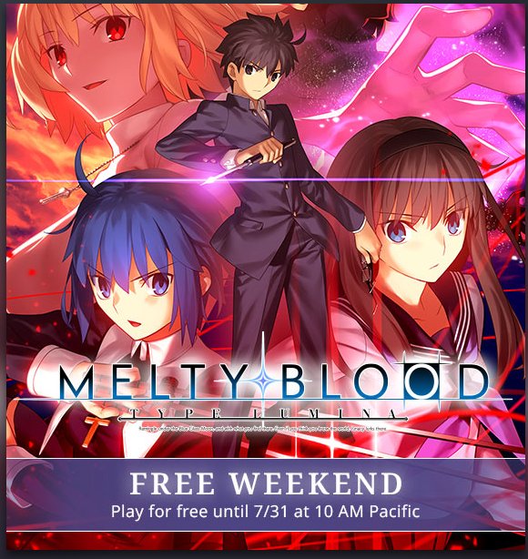 Melty Blood Type Lumina is part of Free to Play Weekend on Steam.

Play the game with all the DLC characters and stages at no charge for the entire weekend.

store.steampowered.com/app/1372280/ME…