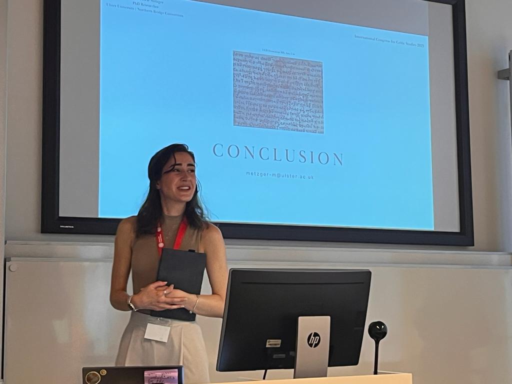 ManonMetzger's tweet photo. It has been an absolute pleasure to meet with colleagues and friends in Utrecht at #ICCS23. I had the joy to present the preliminary results of my research on the 'Lorgaireacht' along with Ulster University colleagues, among which @MaximFomin14!! Thanks to all who supported me https://t.co/ClMtRlwUYD