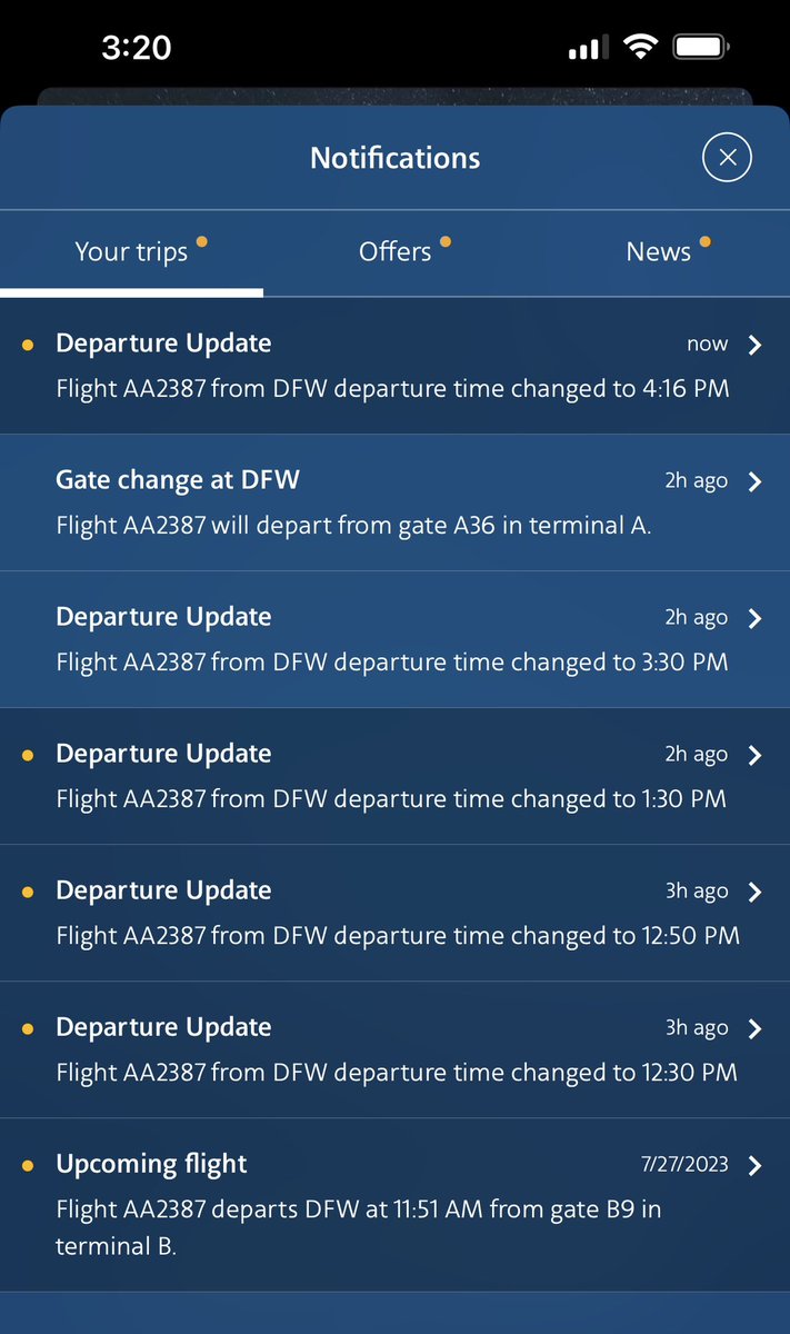 FlipSlap's tweet photo. @AmericanAir 

Top notch service. 5 hour wait - missed event in SF. And, still trying to source a crew 👎🏼 https://t.co/tYqGkHUg2f