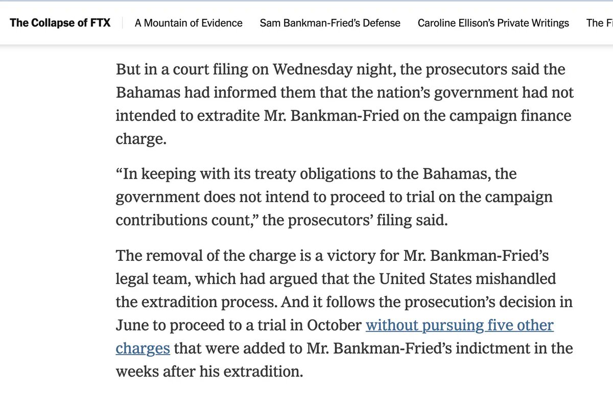 realmichaelseif's tweet photo. The same DOJ that will indict Donald Trump under the Espionage Act, an unconstitutional law passed during World War I, will refuse to prosecute Sam Bankman-Fried for violations of American campaign finance because the Bahamian government told them not to. https://t.co/eYt76ger9d