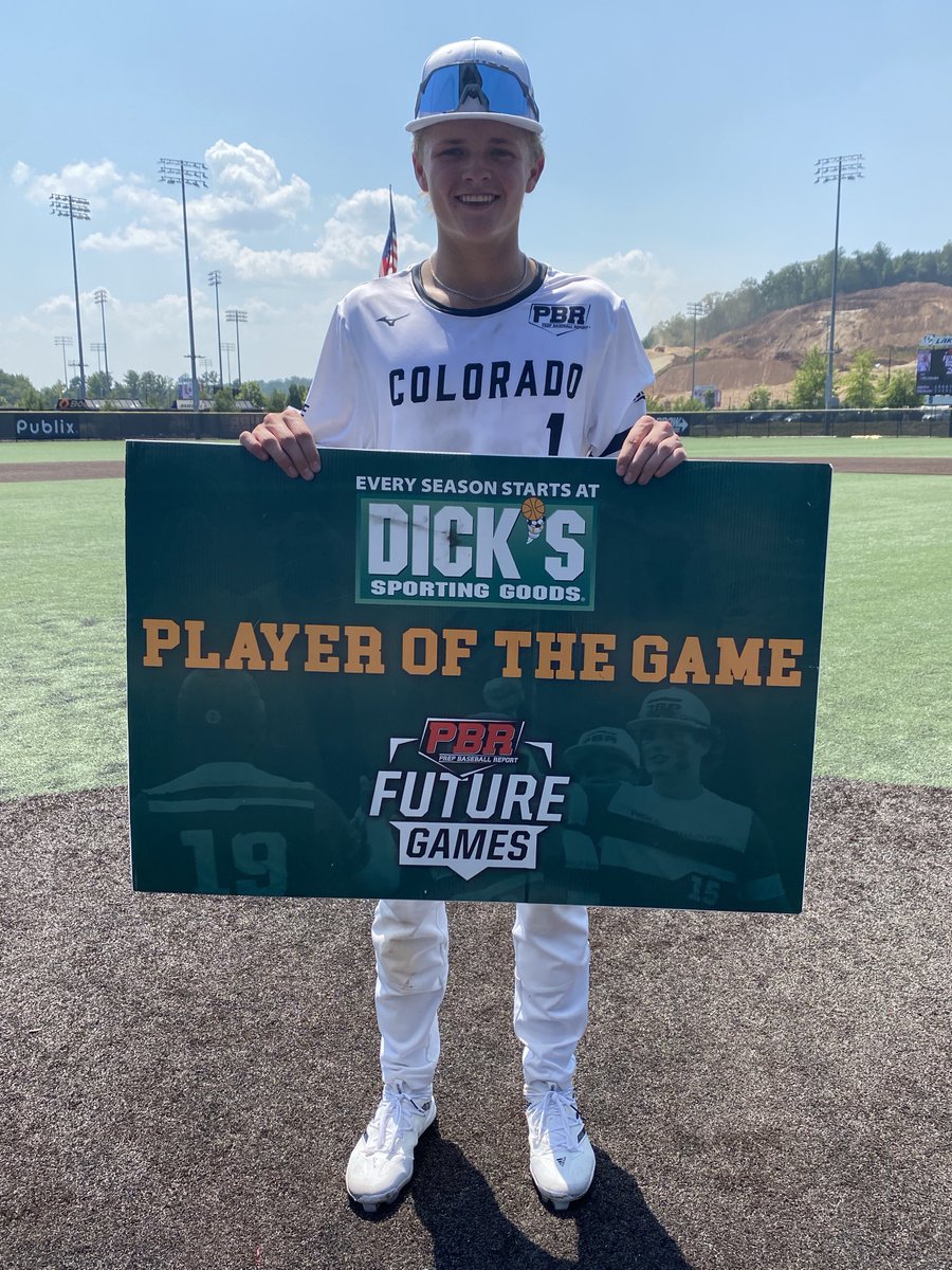Congrats to MIF Sean Goldy (CO) the <a href="/DICKS/">DICK'S Sporting Goods</a> Sporting Goods Player of the Game. 👏🏅 

On his birthday 🥳 Goldy went 2-for-3 with 2 runs scored, 3 RBI and a SB. #PBRFG23
