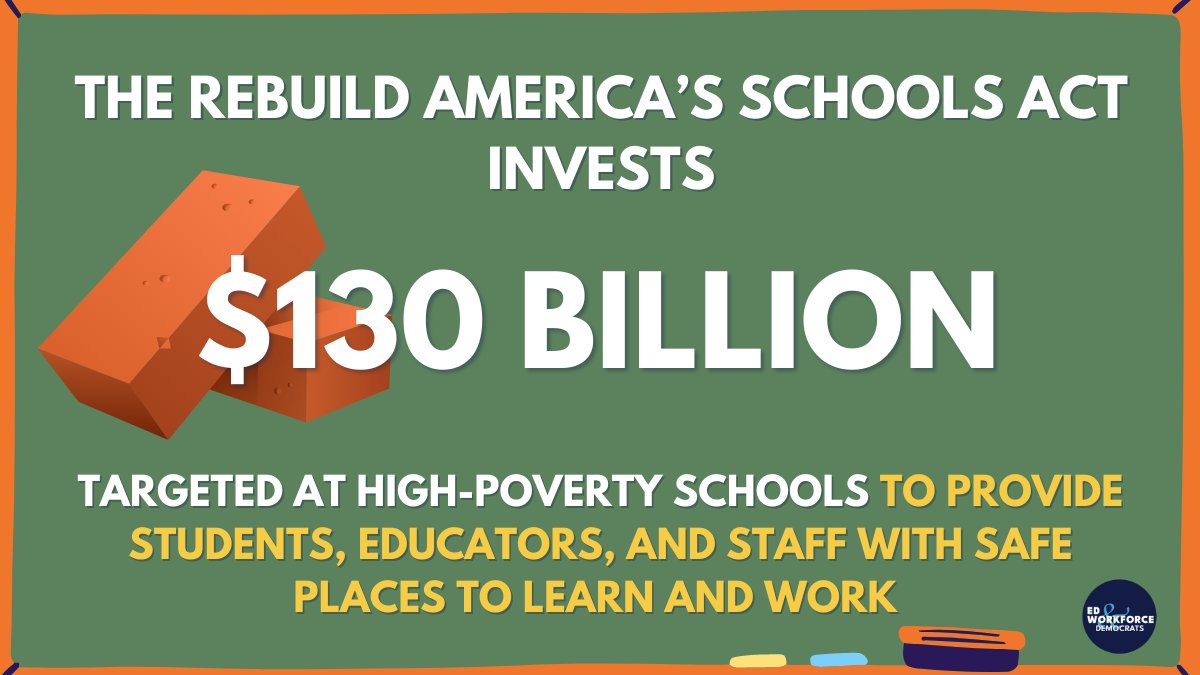 Crumbling schools put the health of students, educators, and staff at risk and jeopardize student learning.

It’s time to double down on our commitment to high-quality education and invest in public school infrastructure.

Let's #RebuildAmericasSchools together.🏫