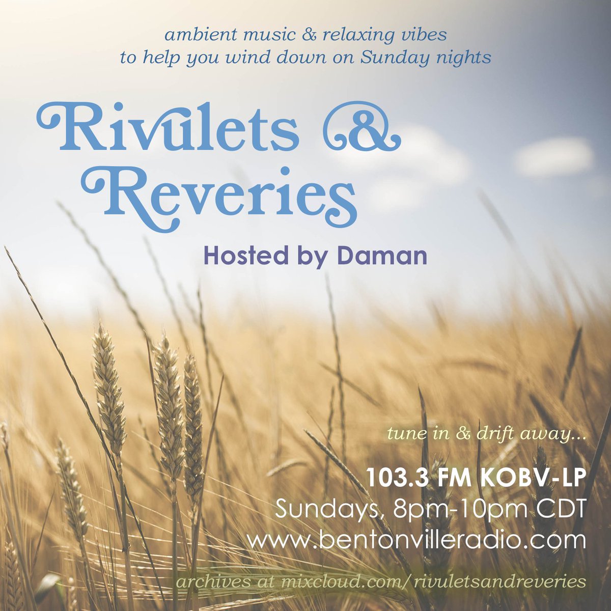 Tune in &amp; drift away to a dreamy soundscape of ambient music this Sunday from 8-10pm CT on 103.3 KOBV.