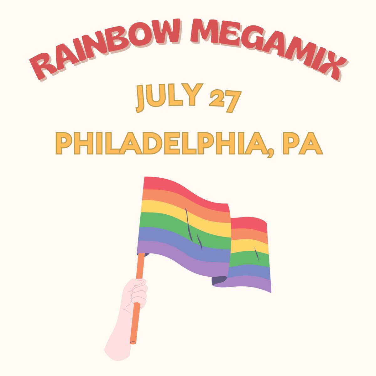 rainbowmegamix's tweet photo. Tonight is #FITFWTPhiladelphia and #rainbowmegamix is ready! Our volunteer has the flags ready to hand out but there won’t be enough for everyone. Please bring your own if you can and get ready to wave them high for All This Time and SIBWAWC! https://t.co/HVGKQHJx7F