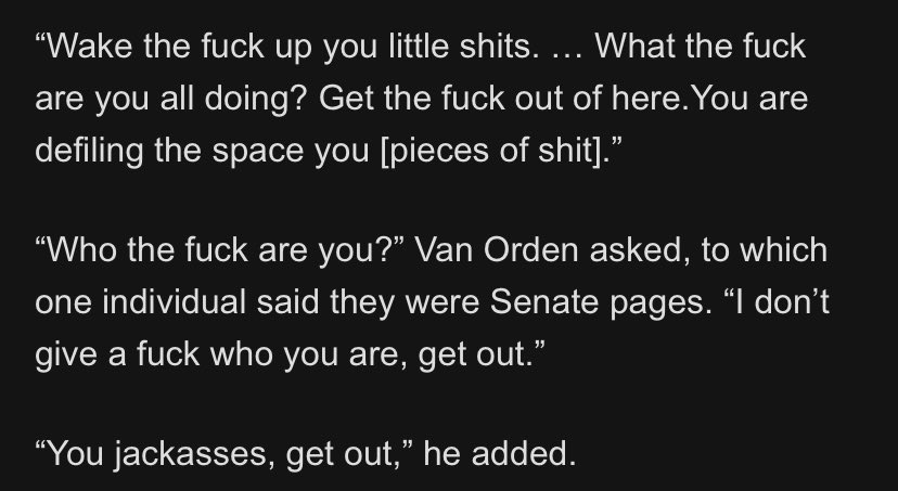 alweaver22's tweet photo. We obtained a transcript of Rep. Van Orden cursing out Senate pages overnight in the Capitol Rotunda. The account was taken by a page who wrote down the remarks minutes after the incident:

https://t.co/0Xu1m93QhY https://t.co/uaxdWWux6u