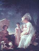 Summer, by Marguerite Gérard, is an example of the sentimental Good Mother paintings popular after the French Revolution. This mother-despite children and dogs-remains immaculate, the focus of a heavenly spotlight. #WomenArtists #SummerSeries #18thCenturyArt