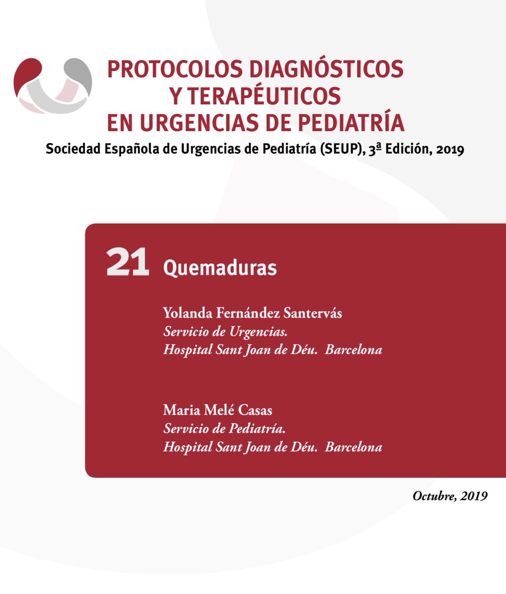 Las quemaduras 🔥 son una de las principales causas accidentales de morbimortalidad en la infancia. Las más frecuentes en pediatría son las térmicas por contacto con líquido caliente 
Os dejamos el protocolo de cómo actuar ante quemaduras en urgencias. seup.org/pdf_public/pub…