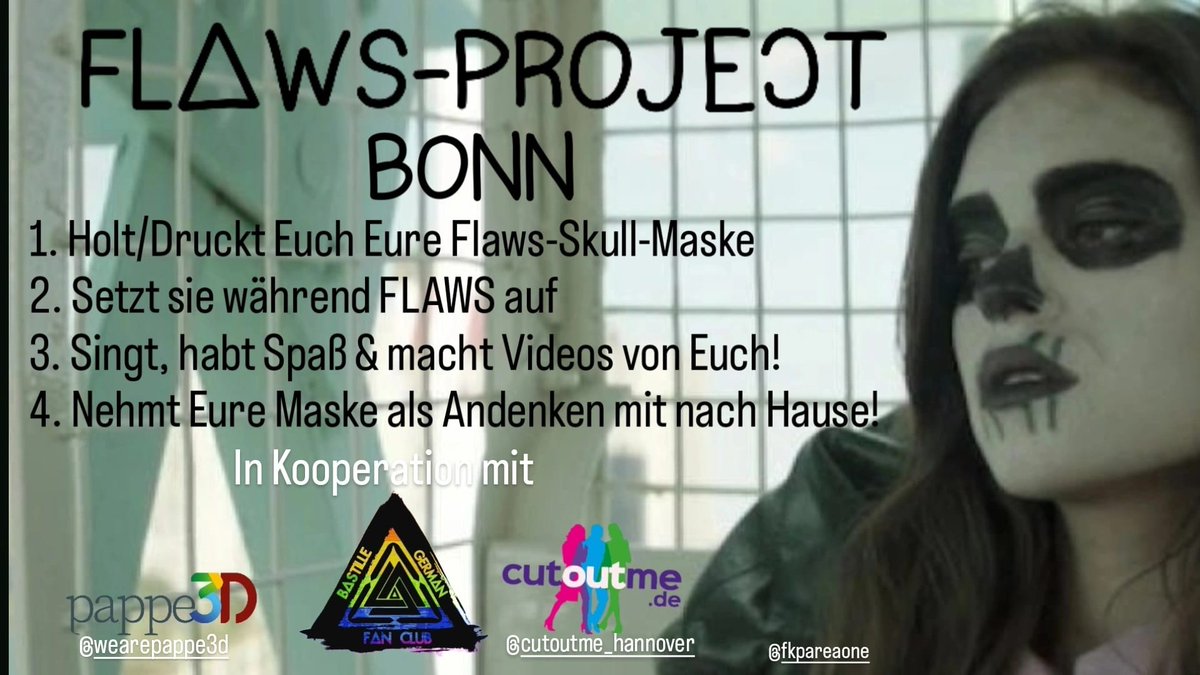 BastilleGFC's tweet photo. Dank der freundlichen Unterstützung von https://t.co/zCyGzrjC2T und @Wearepappe3D können wir in Bonn diese coole Fanaktion machen!
Falls ihr euch selbst noch eine Maske drucken möchtet, finder ihr in den Kommentaren den Vordruck. 
-Saskia https://t.co/BsLFEGB1oD