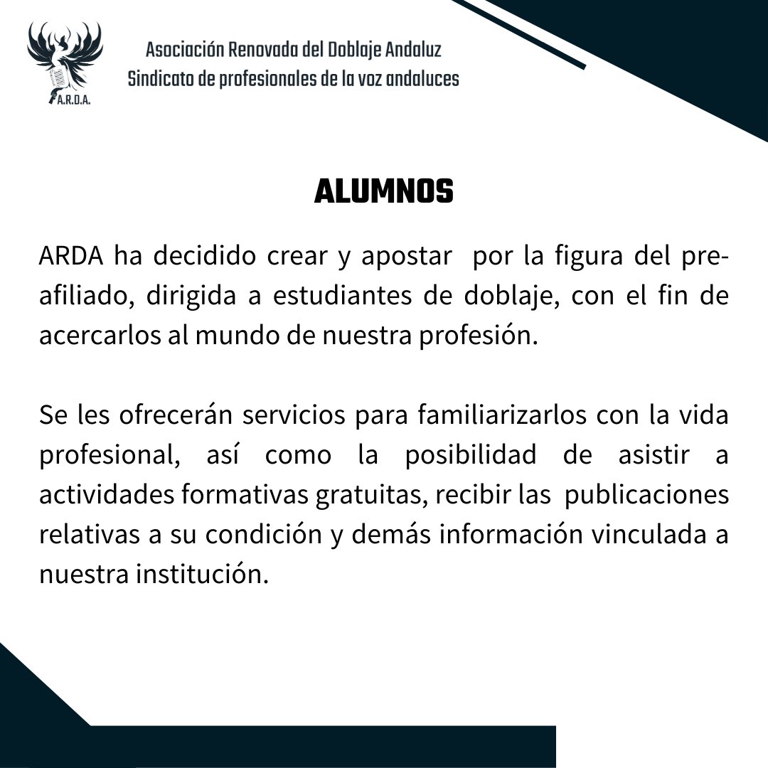 ardadoblaje's tweet image. ¡Ya puedes afiliarte a ARDA!

Aquí tienes toda la información ➡️ ardadoblaje.com/afiliacion

#Doblaje #Sindicato #ARDA #Andalucía
