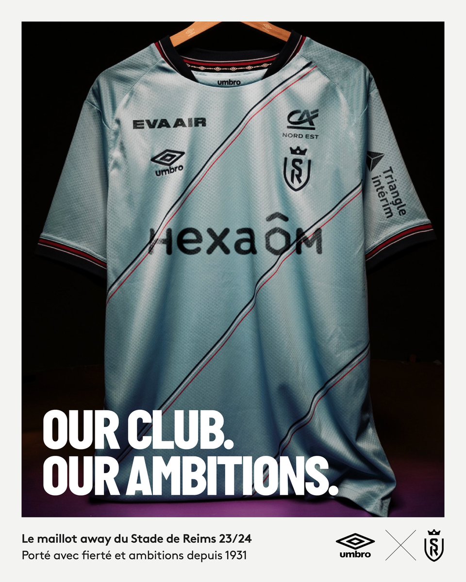 Le maillot away du @StadeDeReims 23/24.
‌
Un hommage aux Pionnières et à la section féminine du club.
‌
#umbro #umbrofrance #NousSommesReims #PionnièresEtAmbitieuses