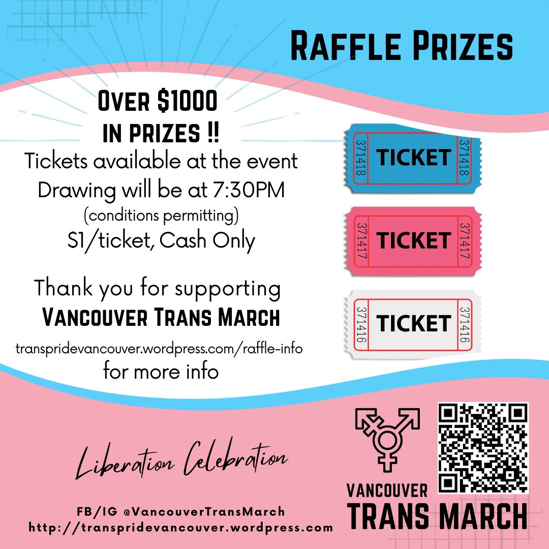VanTransMarch's tweet photo. Currently listing over $1000 worth of prizes with tickets at ONLY $1 each!  Check out our web page for more info!

All of these prizes are done by some really excellent groups.  If I don't win anything, I still want to check them all out, they all seem so cool!

Happy Pride! https://t.co/CyvvC2S7tB