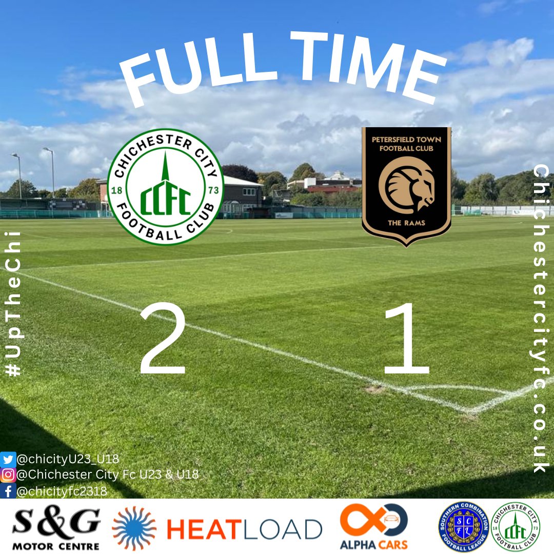 FULL TIME

The final whistle blows at Oaklands Park with our U23s winning 2-1.

Many thanks to <a href="/PTFCTheRams/">Petersfield Town FC 🐏</a>  best of luck for your season.

#UpTheChi 🟢⚪️