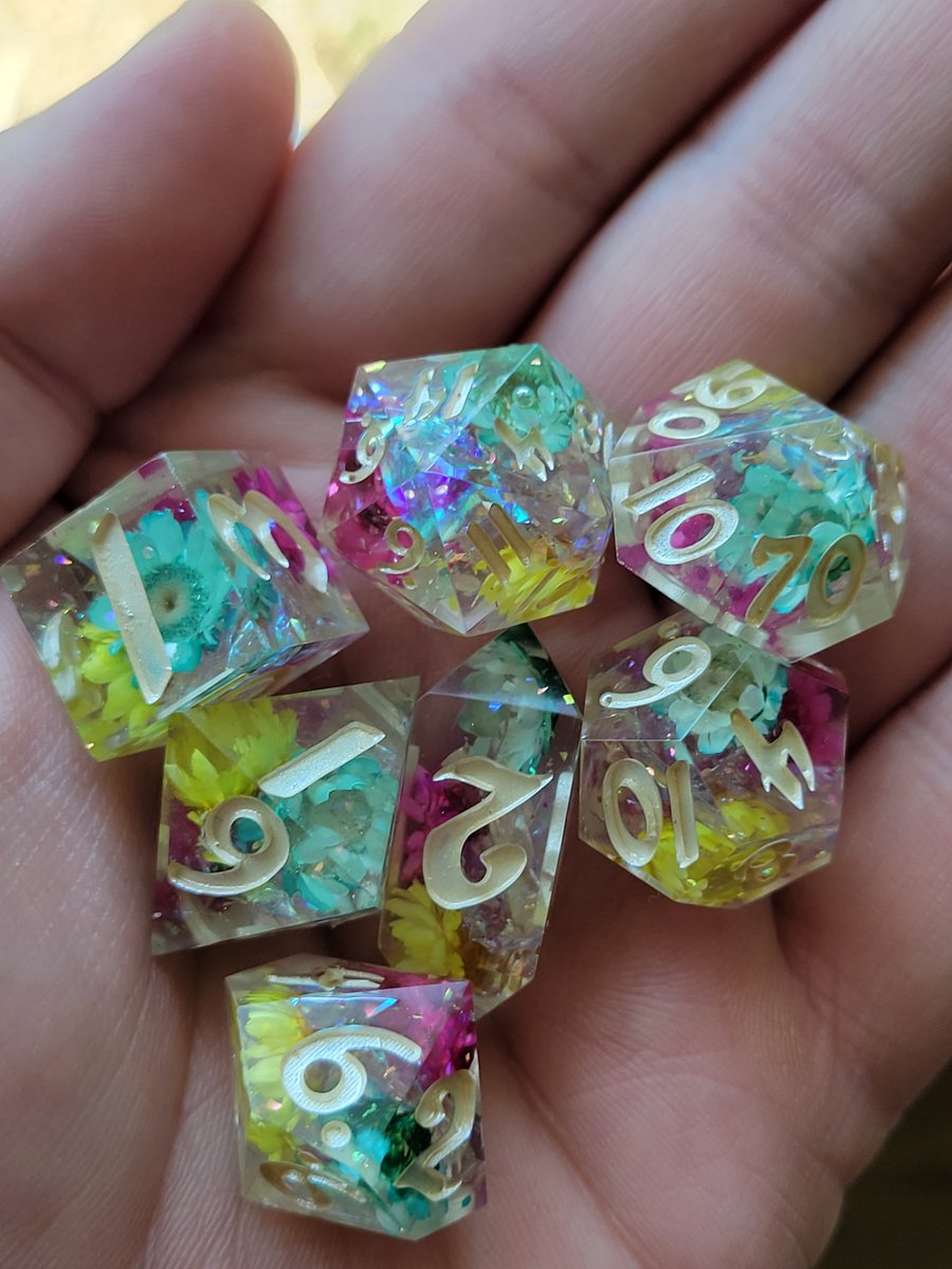 Spring Serenade!  #handemadedice #dice #ttrpg #dnd #flowerdice