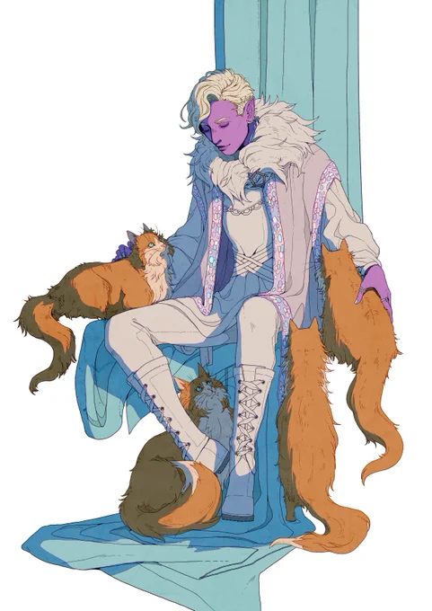 My half of the Essek art trade with the amazing  I've been obsessed with this outfit design they created for him since forever...#criticalrolefanart 