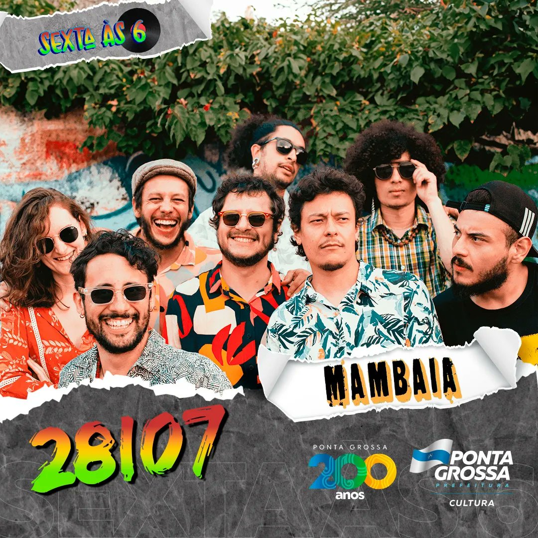 cultura__pg's tweet photo. Adivinha o que tem amanhã? 😝🎸
As bandas Mambaia e Hoovaranas se apresentam no Parque Ambiental. O horário, vocês já sabem!
#vivaculturaempontagrossa #pg200 #sextaas6 https://t.co/auN16Zv8Ns