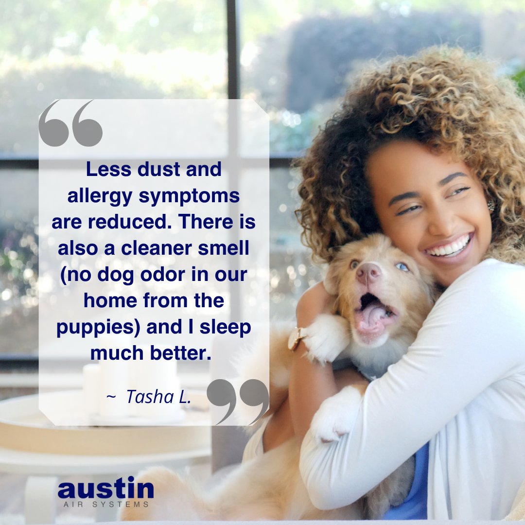 AustinAirLtd's tweet image. "Less dust and allergy symptoms are reduced. There is also a cleaner smell (no dog odor in our home from the puppies) and I sleep much better."
-Tasha L.

🤩Shop Austin Air Now: hubs.ly/Q01Zb9S90