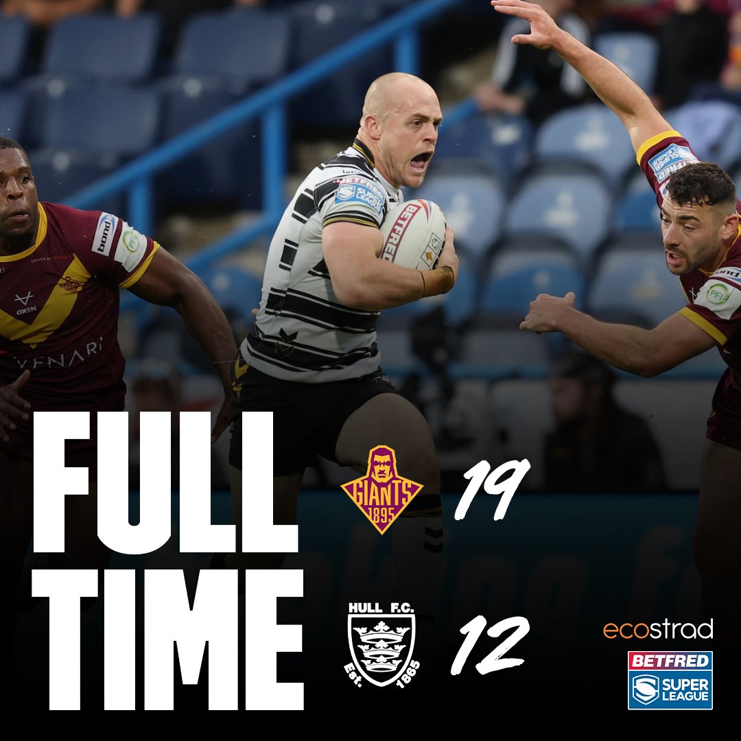 ⏱️ 𝗙𝗨𝗟𝗟-𝗧𝗜𝗠𝗘: Huddersfield Giants 19-12 Hull FC

The Giants take the two points.