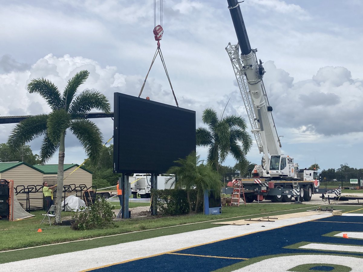 JoePattersonAMU's tweet photo. New videoboard being installed at Gyrene Field right now. Exciting times. Can’t wait to welcome the athletes back next week! https://t.co/dKNHCVNFAl