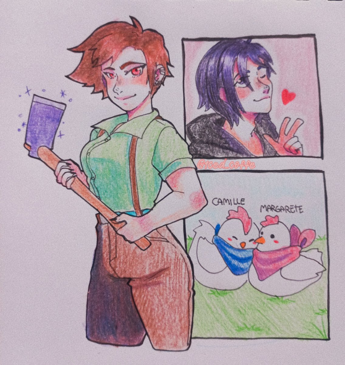 1ced_coffe's tweet image. My first Farmer and my beloved Sebastián from Stardew Valley hsjsjs
